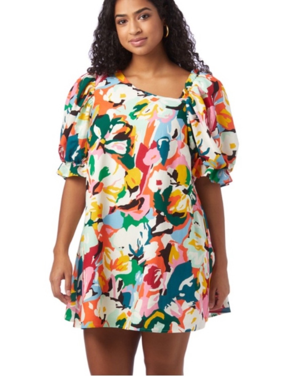 crosby. Multicolor Floral Puff-Sleeve Mini Dress